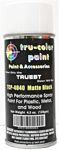 Tru-Color TCP-4040 Matte Black Aerosol Spray Paint 4.5 oz 135mL Can