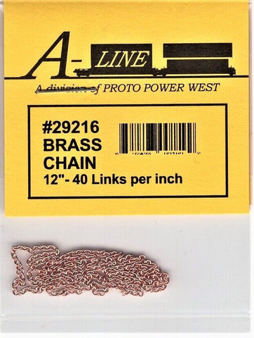 HO Scale A Line Product 29216 Brass Chain 12" 40 Links Per Inch 30.5cm