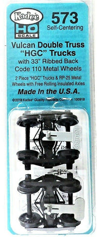 HO Scale Kadee #573 Vulcan Double Truss Self Centering Trucks w/33" Ribbed Back Wheels
