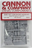 HO Scale Cannon & Company LN-1105 EMD Snoot Nose 116" Short Hood Kit