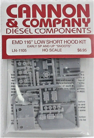 HO Scale Cannon & Company LN-1105 EMD Snoot Nose 116" Short Hood Kit