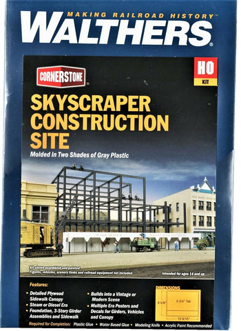 HO Scale Walthers Cornerstone 933-3761 Skyscraper Construction Site Building Kit
