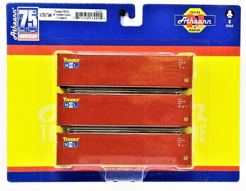 N Scale Athearn 17440 Touax/MOL Set #1 40' High Cube Container 3-Pack