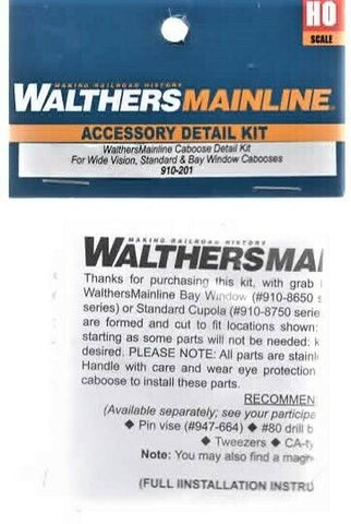 HO Scale Walthers MainLine 910-201 Bay Window/Wide Vision Caboose Detail Kit