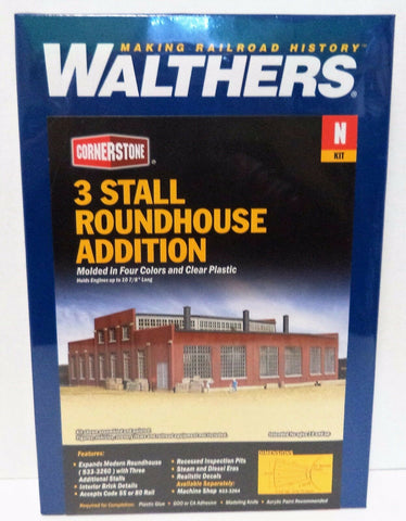 N Scale Walthers Cornerstone 933-3261 Modern Roundhouse 3 Add-On Stalls Kit