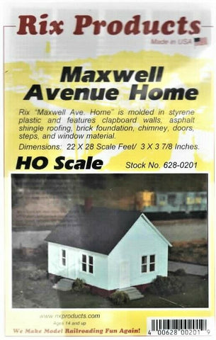 HO Scale Rix Products 628-0201 Maxwell Avenue One-Story House Kit
