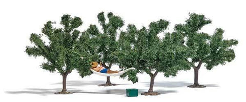 HO Scale Busch 7863 Man Laying in Hammock w/4 Fruit Trees Kit