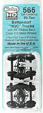 HO Scale Kadee #565 Bettendorf 50-Ton Self Centering Trucks w/33" Ribbed Back Wheels