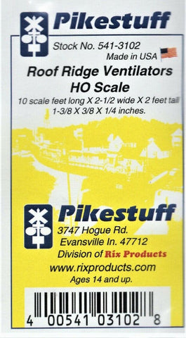 HO Scale Pikestuff 541-3102 White Roof Ridge Ventilators pkg (4)