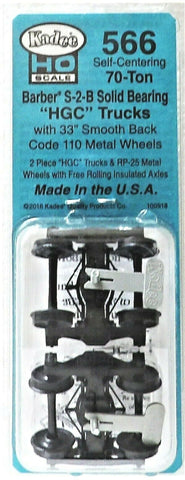 HO Scale Kadee #566 Barber S-2-B 70-Ton Friction Bearing Self Centering Trucks w/33" Smooth Back Wheels