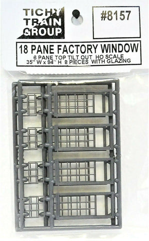 HO Scale Tichy Train Group 8157 18-Pane Top Tilt Out 35" x 94" Industrial Window pkg (8)