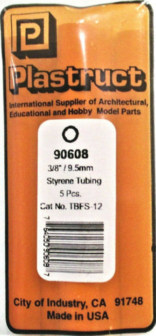Plastruct 90608 TBFS-12 Styrene Round Tubing 3/8 x 15" Long (5) pcs