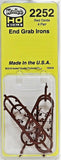 HO Scale Kadee #2252 End Grab Irons Red Oxide Freight Car Detail Parts (4) pr