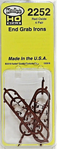 HO Scale Kadee #2252 End Grab Irons Red Oxide Freight Car Detail Parts (4) pr