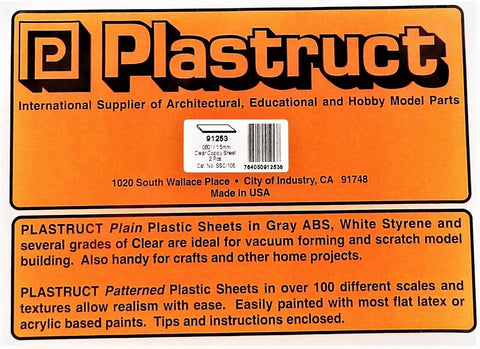 Plastruct 91253 SSC-106 Clear Copolyester Sheet 7 x 12" .060" pkg (2)