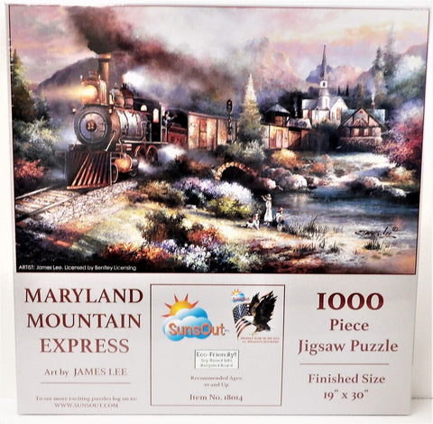 SunsOut 18014 Steam Locomotive w/Freight Train Maryland Mountain Express 1000 Pieces 19 x 30" Puzzle