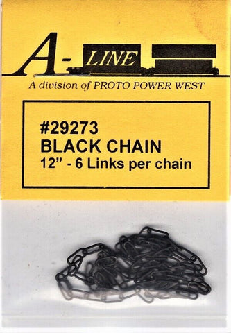 HO Scale A Line Product 29273 Pre-Blackened Brass Chain 12" 6 Links Per Inch 30.5cm