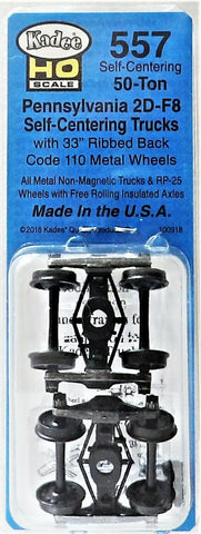 HO Scale Kadee #557 Pennsylvania 2D-F8 50-Ton Self Centering Trucks w/33" Ribbed Back Wheels