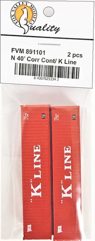 N Scale Fox Valley Models 891101 40' K-Line Red Corrugated Container 2 pack