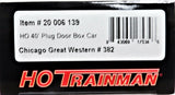 HO Scale Atlas Trainman 20006139 Chicago Great Western 382 40' Plug-Door Boxcar