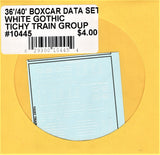 HO Scale Tichy Train 10445 White 36' 40' Boxcar Data Gothic Lettering Decal