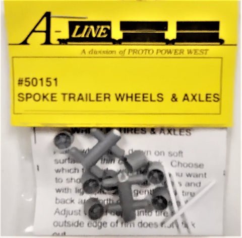 HO Scale A Line Product 50151 Spoke Wheels and Axles pkg (8)