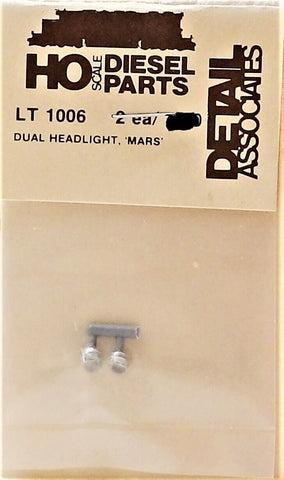 HO Scale Detail Associates LT 1006 Mars Dual Beam Round Standard Style Headlights pkg (2)