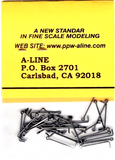 HO Scale A Line Product D-1073 Formed-Metal Handrail Stanchions Short 9/16"