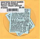 HO Scale Tichy Train 10455 Black Western US Road Names RR Roman Decal Set