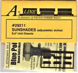 HO Scale A Line Product 29211 Brass E & F Units Cab Sunshades pkg (6)