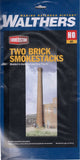 HO Scale Walthers Cornerstone 933-3728 One-Piece Brick Smokestack pkg (2)