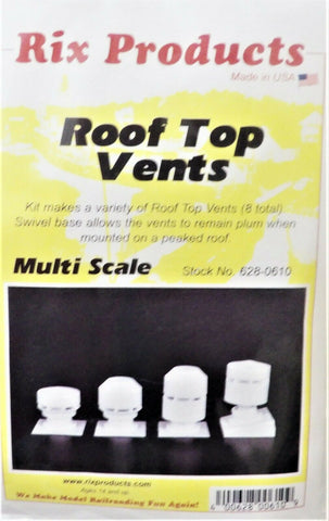 HO Scale Rix Products 628-0610 Industrial Roof Top Vents Kit (8) pcs