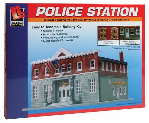 N Scale Walthers Life-Like 433-7481 5th Precinct Police Station Kit