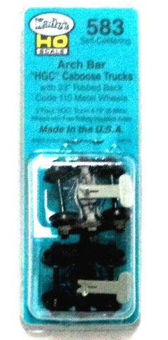 HO Scale Kadee #583 Arch Bar Self Centering Caboose Trucks 33" Ribbed Back Wheel