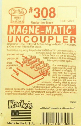 HO/O Scale Kadee #308 Delayed-Action "under-the-track" Magnetic Uncoupler