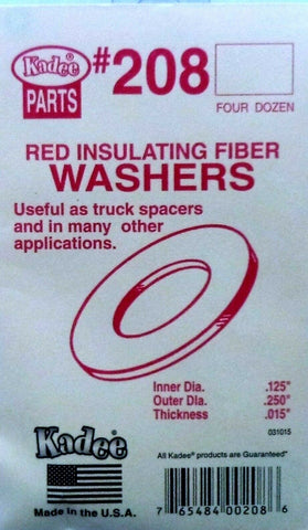 Kadee #208 Red Insulating Fiber Washers .015in Thick