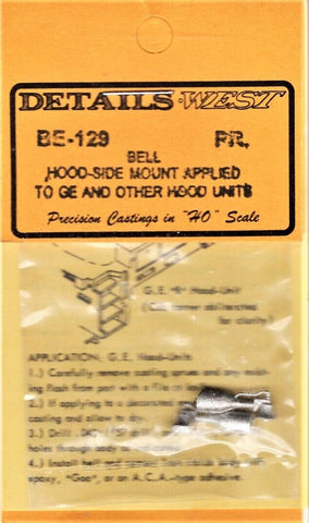 HO Scale Details West BE-129 Hood-Side Mount Bell pkg (2)
