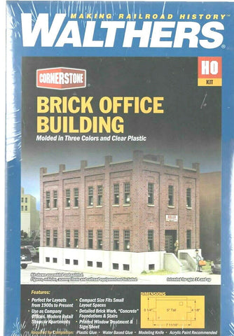 HO Scale Walthers Cornerstone 933-4050 Brick Office Building Kit