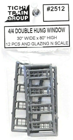 N Scale Tichy Train Group 2512 4/4 30 x 80" Double Hung Windows pkg (12)