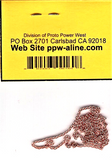 HO Scale A Line Product 29217 Brass Chain 12" 27 Links Per Inch 30.5cm