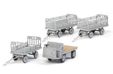 HO Scale Walthers SceneMaster 949-4141 Baggage Tractor and Trailers pkg (4)