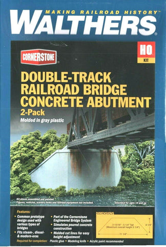 HO Scale Walthers Cornerstone 933-4553 Double Track Bridge Concrete Abutment Kit