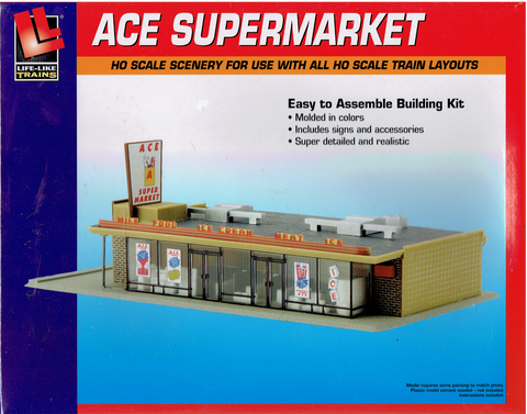 HO Scale Walthers Life-Like 433-1330 Ace Super Market Building Kit