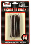 N Scale Atlas 2019 Code 55 15" Radius Half Curve Track 6 pcs
