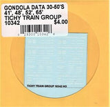 HO Scale Tichy Train 10342 White 41' 48' 52 & 64 Steel Gondola Data Decal Set
