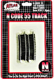 N Scale Atlas 2011 Code 55 10" Radius Half Curve (6) pcs