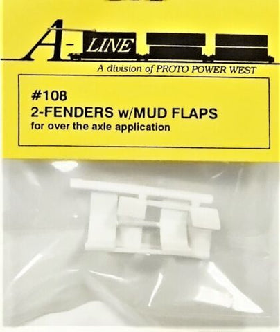 HO Scale A Line Product 108 Truck Fenders w/Mud Flaps pkg (2)