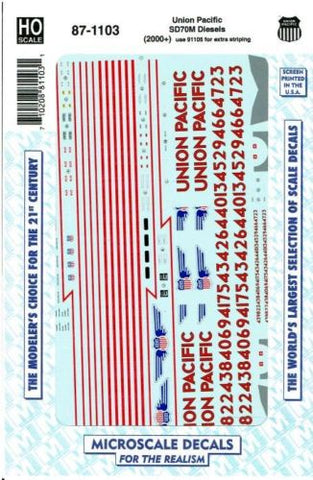 HO Scale Microscale 87-1103 Union Pacific UP SD70M w/o Flag Decal