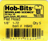 Hob-Bits H849 Brass 1-72 1/8" Long Flat Head Screws (5) pcs