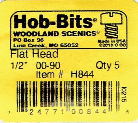 Hob-Bits H844 Brass 0-90 1/2" Long Flat Head Screws (5) pcs